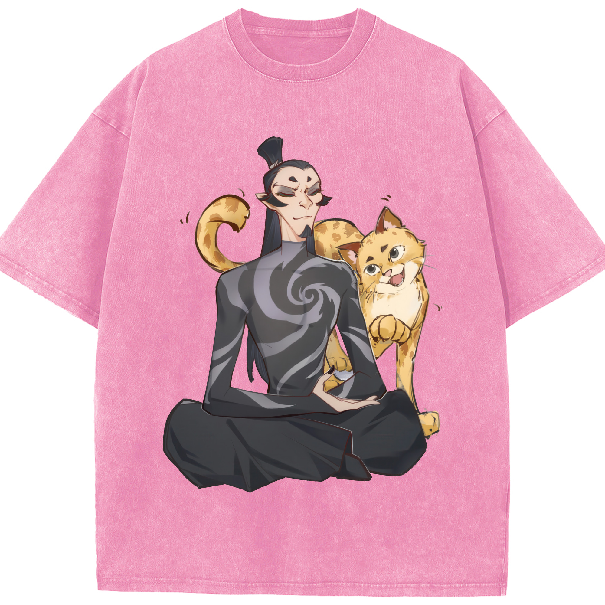 （画像用） Ne Zha 2 ナタ 魔童の大暴れ 綿100% ヴィンテージ風 半袖Tシャツ（フロントプリント）